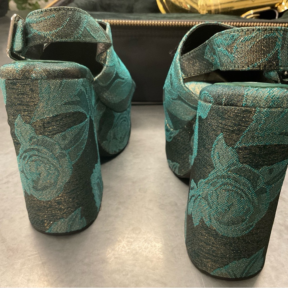 Jeffrey Campbell Teal and Black Floral Platforms - Picture 5 of 5